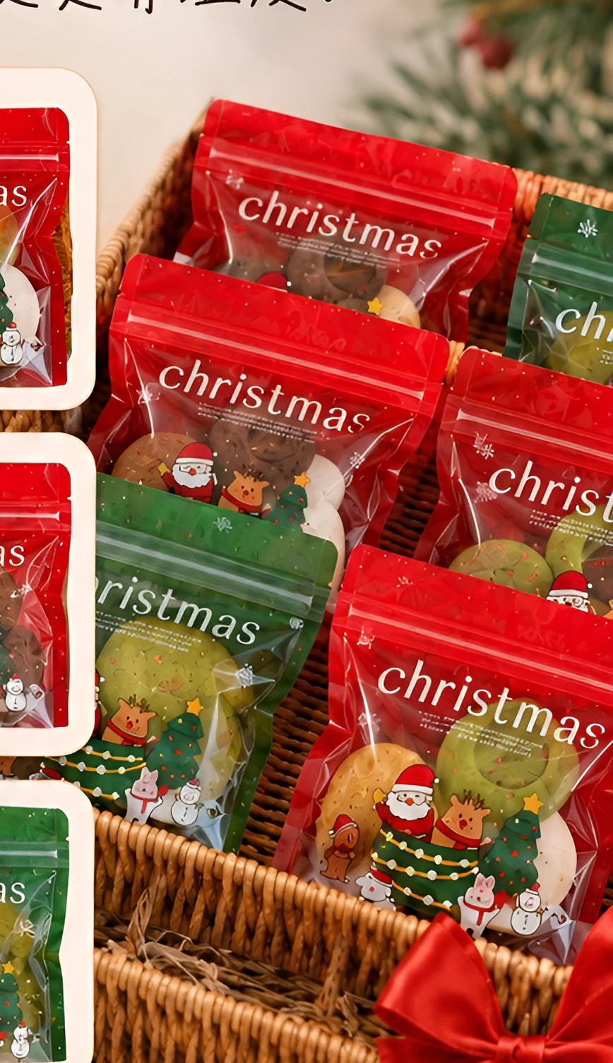 聖誕包裝小禮物：籃子裡的紅色和綠色 christmas 夾鏈袋
